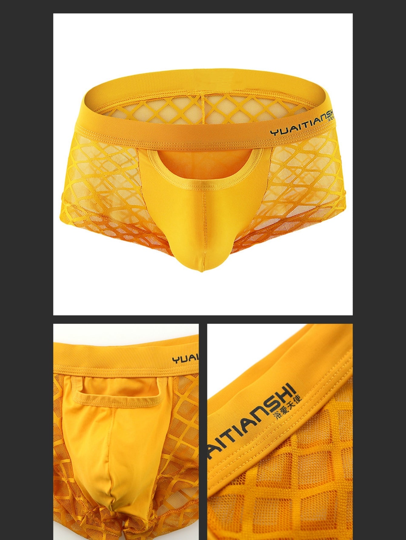 Net Mesh Pattern Sexy Men's Low-Rise Briefs