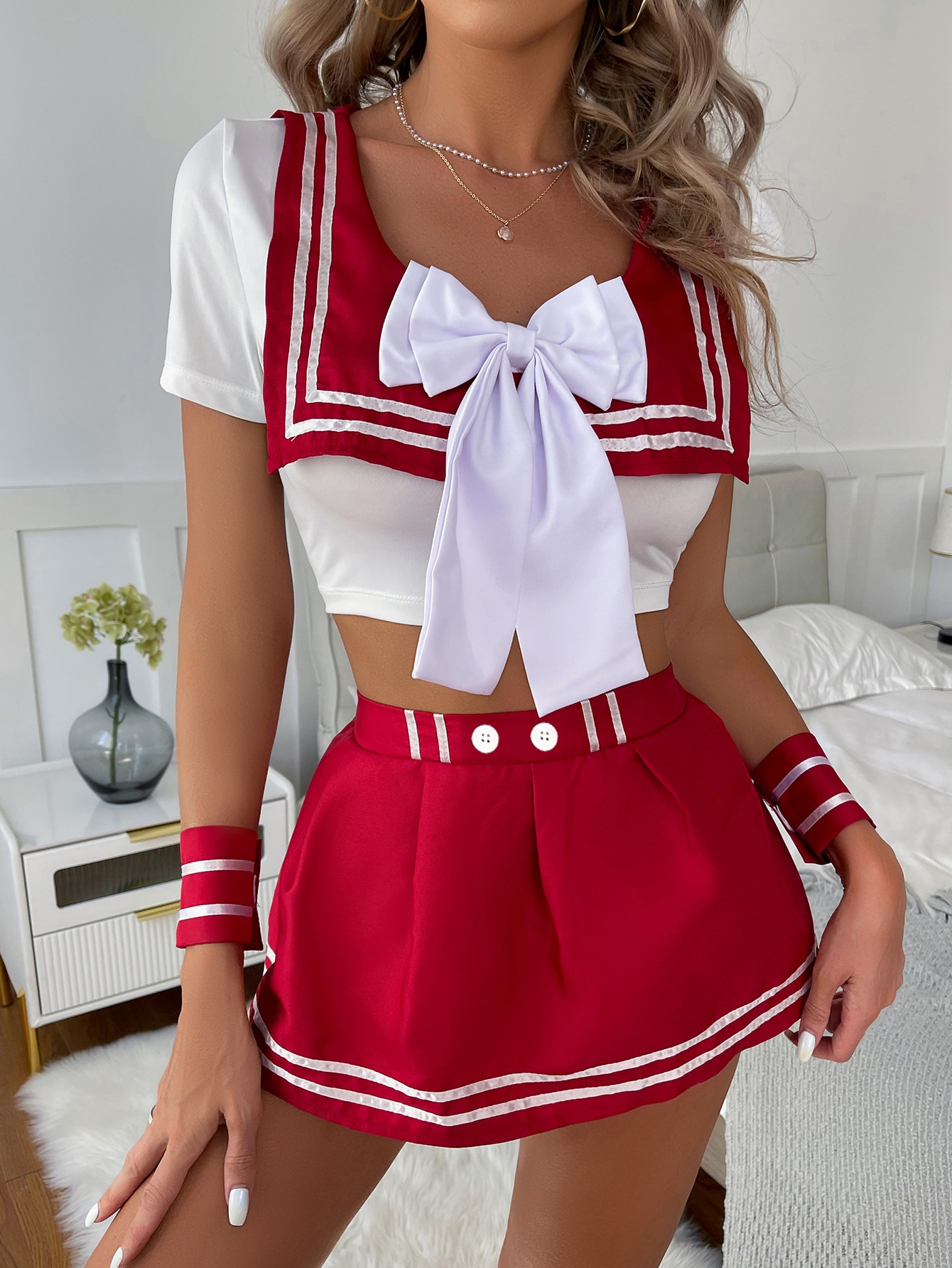 Sexy Sailor Uniform With Bowknot Lingerie Set