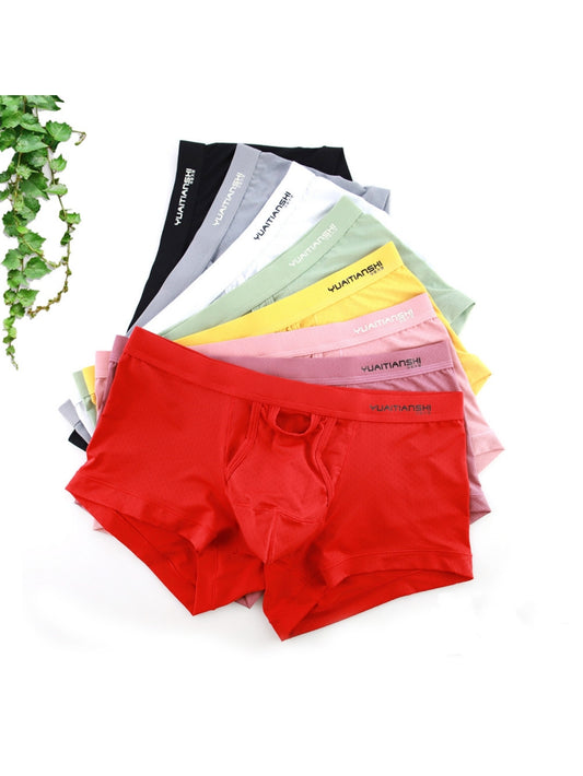 Solid-Color Nylon Men's Mid-Rise Straight-Leg Underpants