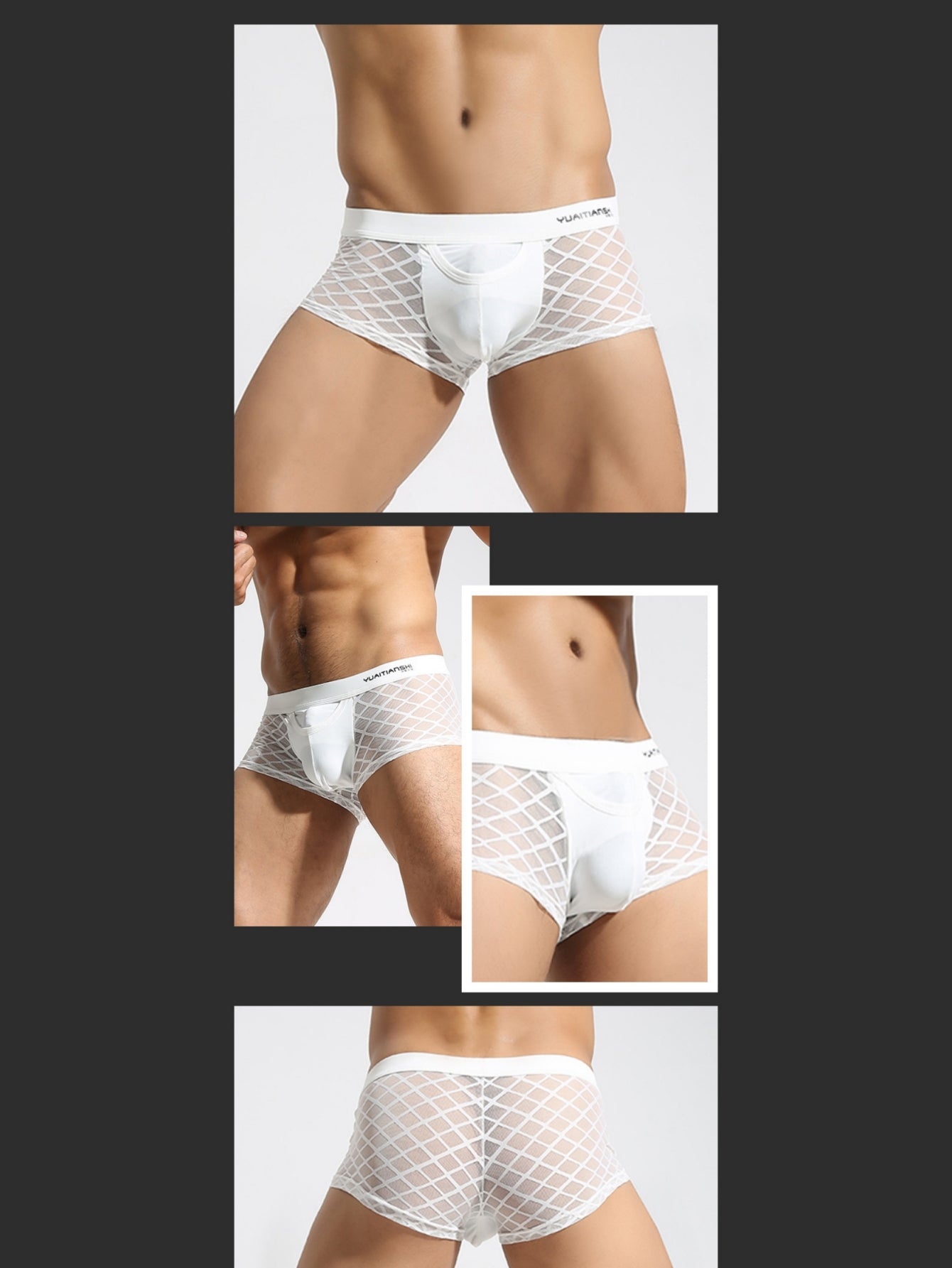 Net Mesh Pattern Sexy Men's Low-Rise Briefs