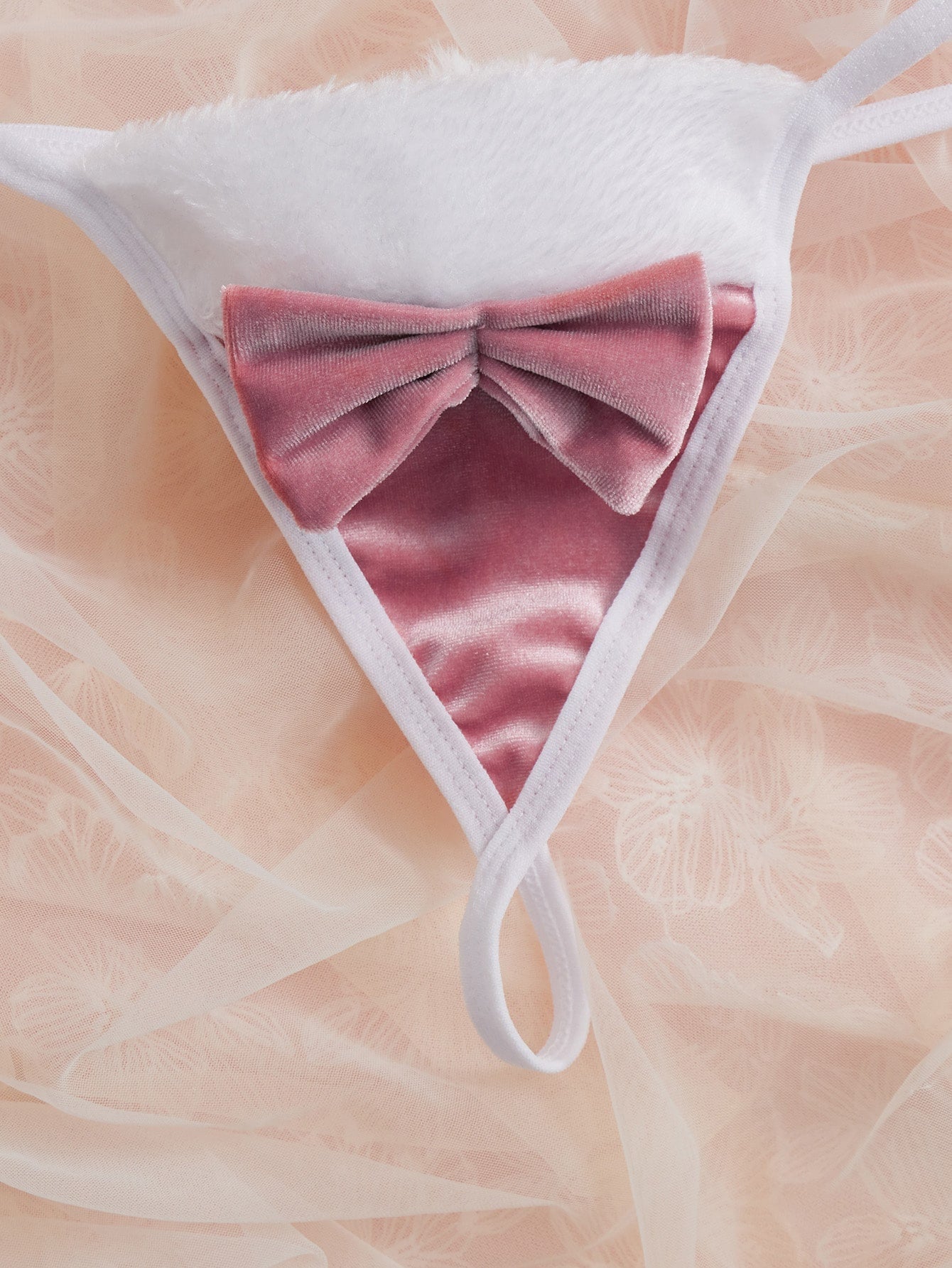 Pink Velvet Sexy Bunny Girl Bikini Lingerie Set