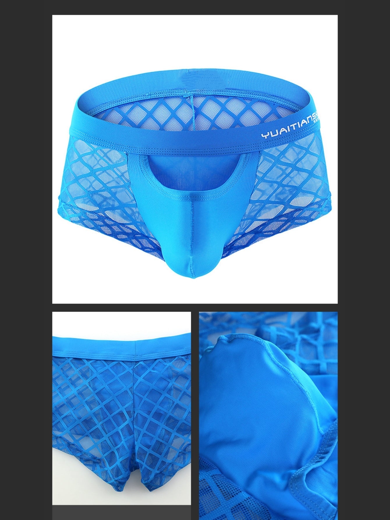 Net Mesh Pattern Sexy Men's Low-Rise Briefs