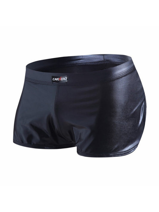 Sexy Faux Leather Side-Opening Men's Straight-Leg Underwear
