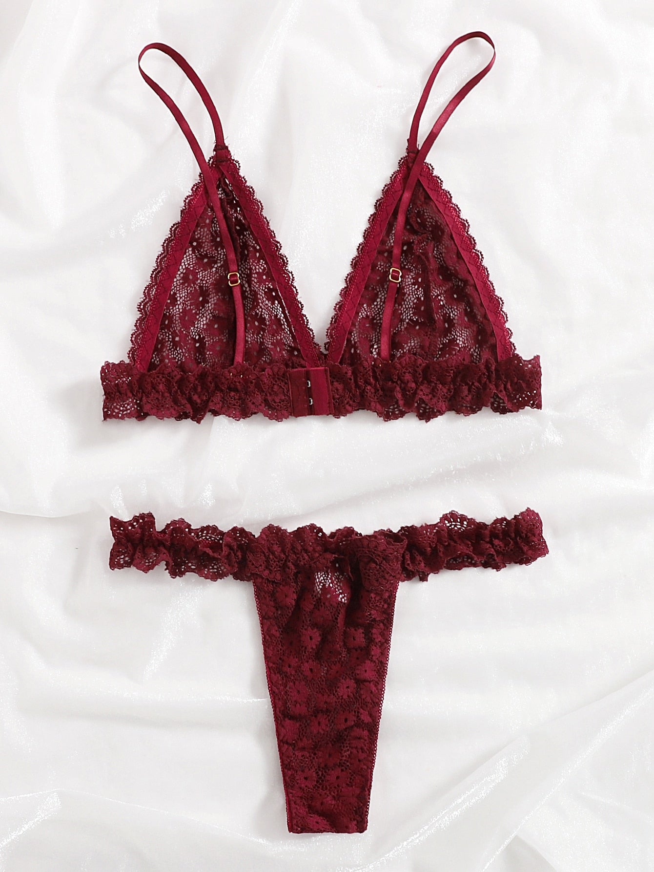 Red Wine Color Lace Sexy Lingerie Set