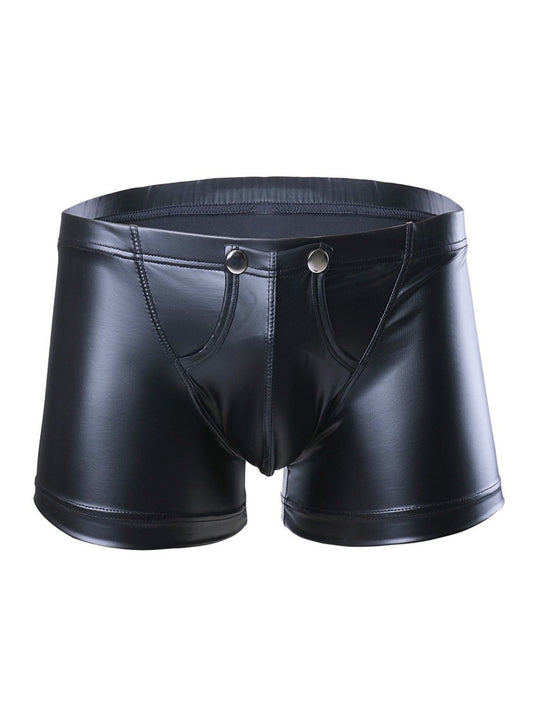 Sexy Low-Waist Faux Leather Men's Straight-Leg Underwear