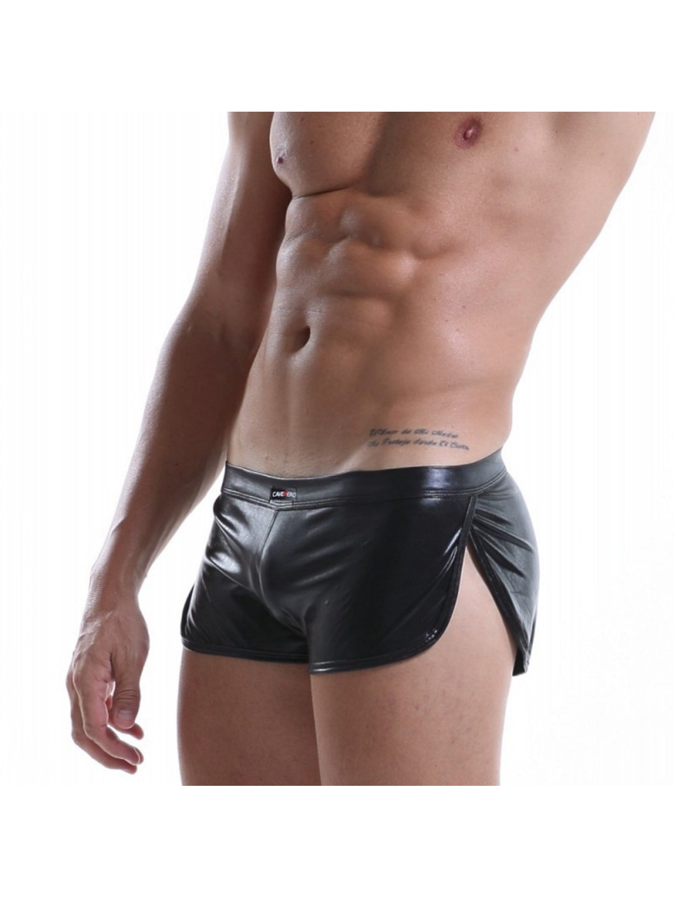 Sexy Faux Leather Side-Opening Men's Straight-Leg Underwear