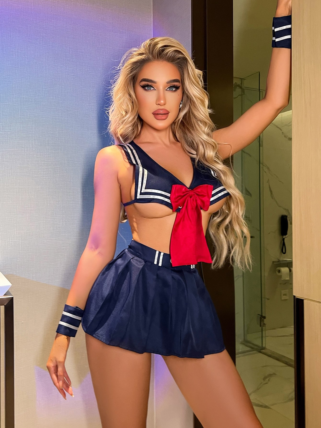Blue Sexy Sailor-Style Short Skirt Lingerie