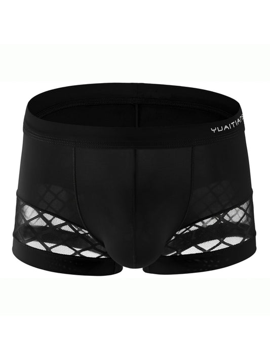 Net Fabric Stitched Men's Sexy Straight-Leg Underwear
