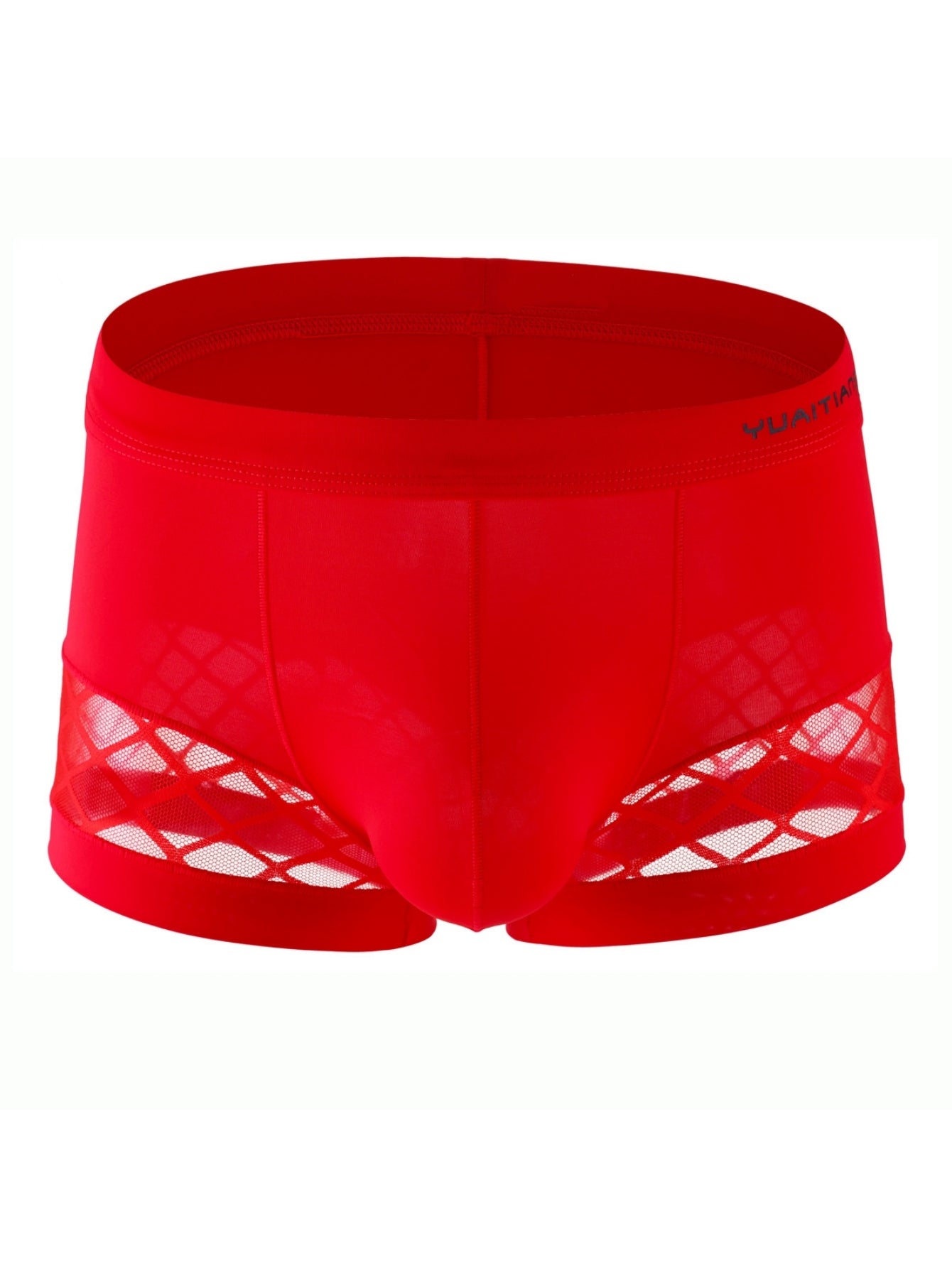 Net Fabric Stitched Men's Sexy Straight-Leg Underwear